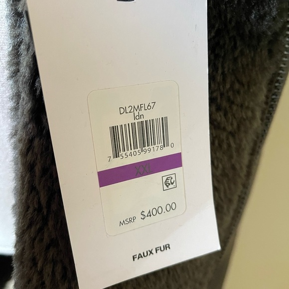NEW NWT $400 DKNY Hooded Faux Shearling Long Coat, Army Green Brown , 2XL PLUS - Picture 7 of 10